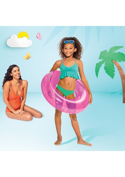 Intex Şeffaf Jumbo Çocuk Yüzme Simidi Mor 76 cm (59260)