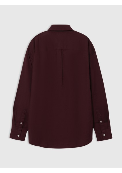 Erkek Bordo Gap Logo Oversize Oxford Gömlek