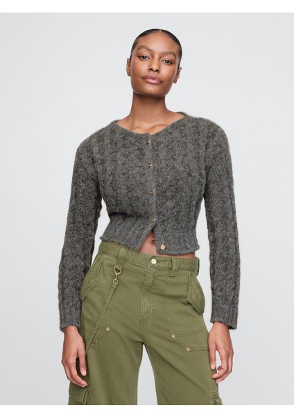 Kadın Haki Gap × Cult Gaia Cable Örgü Crop Hırka