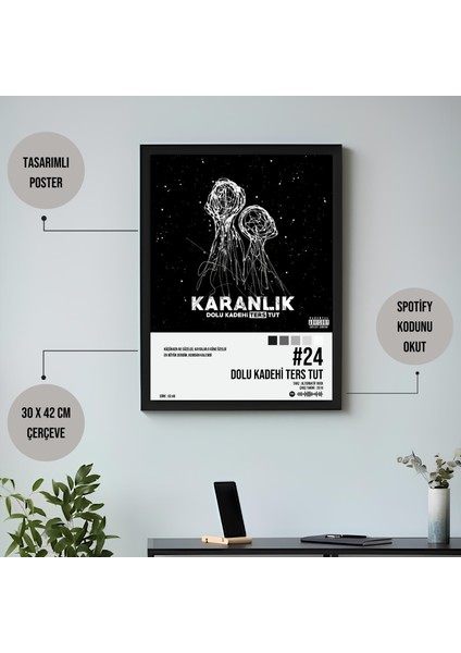 Dolu Kadehi Ters Tut #24 Spotify Çerçeveli Poster Tablo