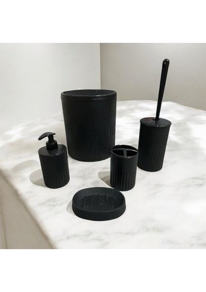5'li Banyo Seti 7 Lt Çöp Kovası Tuvalet Fırçası Lavabo Takımı Sabunluk Diş Fırçalık Banyo Takımı