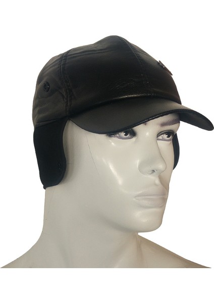 HS-9966 Suni Deri Ithal Kışlık Şapka