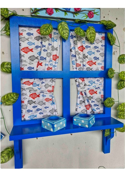 Ahşap Dekoratif Pencere Tasarımı,Balkon Duvarları ve Bahçeler İçin, 50×70 cm ,Tamamı El Boyaması fiyatları