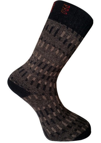 Kuzu Yünü Havlu Erkek Çorabı - Yupik - Kahverengi - No: 41-44 (13906)