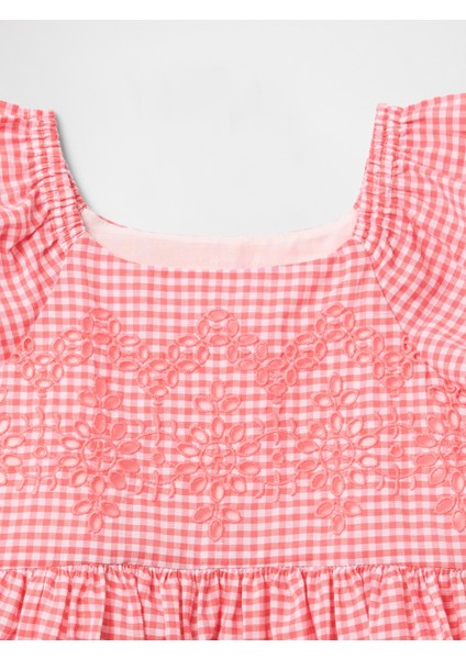 Kız Bebek Pembe Broderie Detaylı Elbise