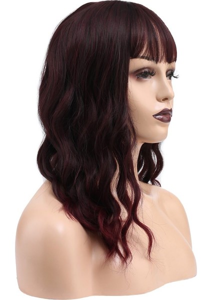Dalgalı Kısa Perçemli Fiber Sentetik Peruk / Kızıl Kahve fiyatları
