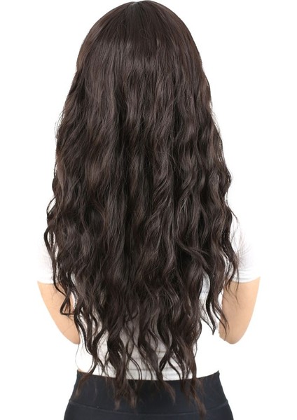 Perçemli Uzun Su Dalgası Fiber Sentetik Peruk/ Kahverengi fiyatları