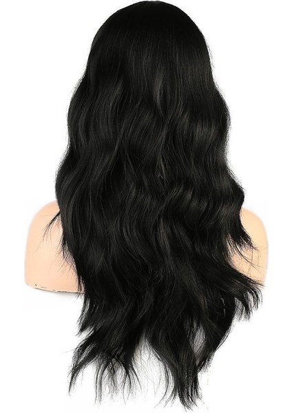 Dalgalı Perçemli Fiber Sentetik Orta Boy Peruk / Siyah fırsatları