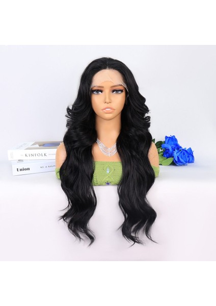Siyah Dalgalı Uzun Boy Tül Peruk