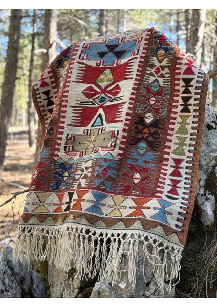 Çukurçimen Kök Boyası Yün El Dokuması Kilim Buram Buram Emek Kokan Çukurçimen Kilimi Halısı 100 x 125