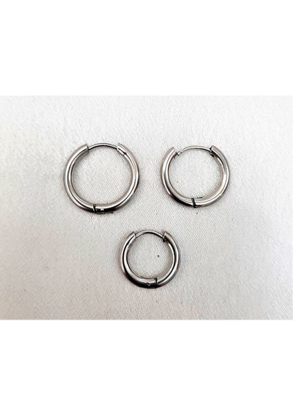 Cerrahi Çelik Halka Küpe Çelik Küpe 3 Adet 3'lü Set 10MM12MM14MM