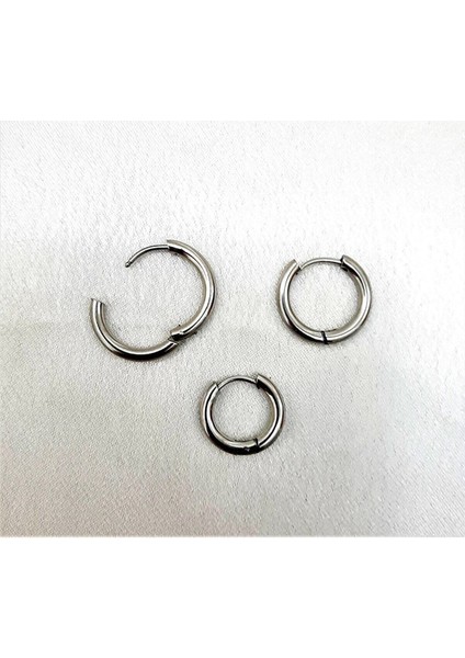 Cerrahi Çelik Halka Küpe Çelik Küpe 3 Adet 3'lü Set 10MM12MM14MM