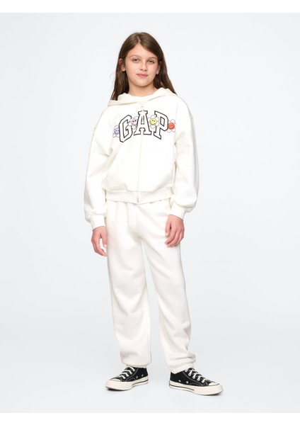 Kız Çocuk Beyaz Gap Logo Vintage Soft Eşofman Altı