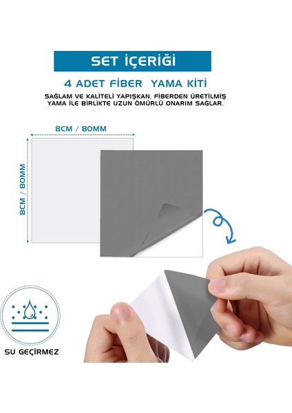 Argeus 4'lü Yapışkanlı Fiber Çadır Tamir Yaması Gri modelleri