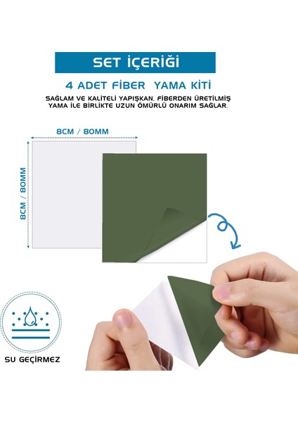 Argeus 4'lü Yapışkanlı Fiber Çadır Tamir Yaması Haki fiyatları