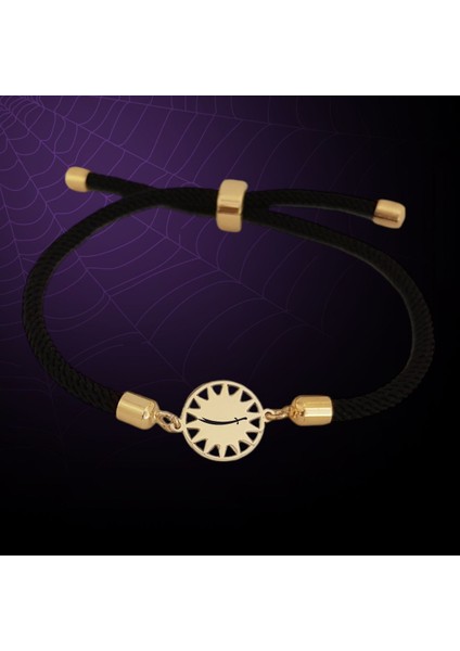 Altın Plakalı 14 Ayar Güneş Desenli Zülfikar Sembollü Bileklik, Siyah Örgü Det Ayıyla Gençlere ve Ergenlere Cesur ve Özgün Bir Hediye!