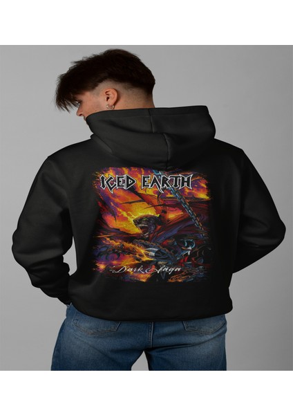 Iced Earth - The Dark Saga' Baskılı Hoodıe & Dar Kalıp Sweatshırt fırsatları