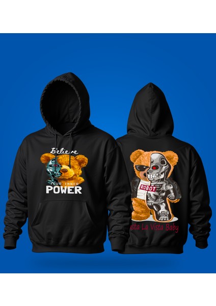 Teddy Bear - Terminator' Baskılı Hoodıe & Dar Kalıp Sweatshırt