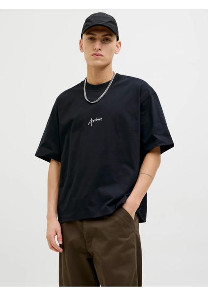 Jcodynamıc Scrıpt Tee Ss Crew Neck Erkek Siyah Tshirt 12273310-02