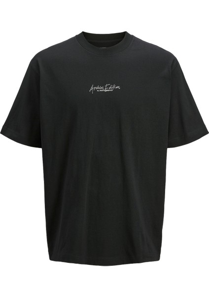 Jcochrome Sılver Prınt Tee Ss Crew Neck Erkek Siyah Tshirt 12273211-02