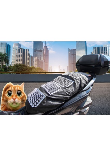 Siyah Maxi Boy Scooter Için Dikenli Sele Kılıfı Kedi ve Çocuk Önleyici Kılıf - Kediyatmaz indirimleri