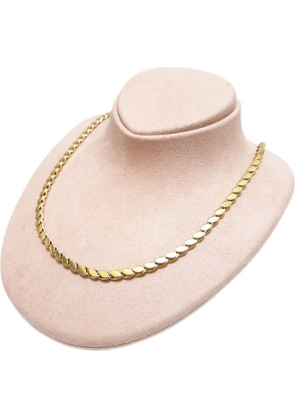 Çelik Kolye Arpa Zincir Model Kalınlık 0.4 mm Uzunluk 60 cm Ayarlanabilir Altın Sarısı (Gold) Renkli