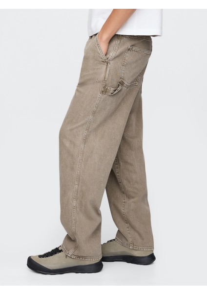 Erkek Bej Ultrasoft Baggy Carpenter Jean Pantolon