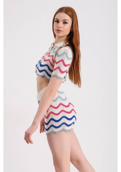 Kadın Triko Takım Şort Crop