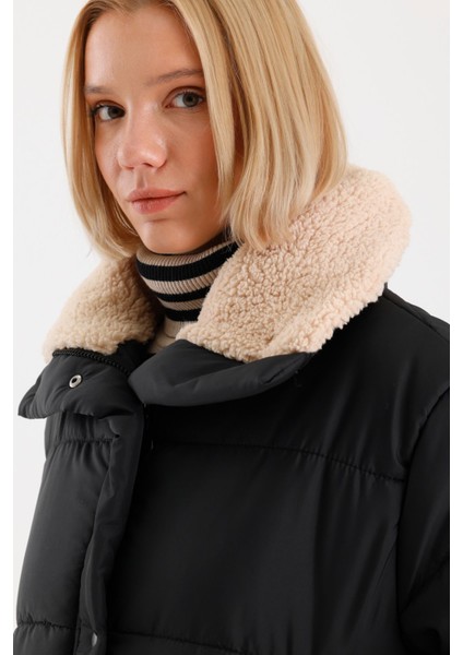 Kadın Siyah Oversize Şişme Mont – Kalın Dokuma Kumaşlı, Uzun Kollu, Günlük ve Kışlık Rahat Tasarım fiyatları