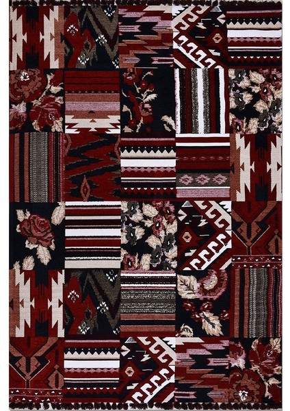 Afgan Kırmızı TR014 Afgan Tarzı Akrilik Salon Halısı Mutfak Halısı Antre Halısı