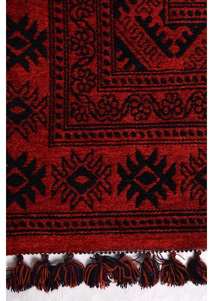 Afgan Kırmızı TR01 Afgan Tarzı Akrilik Salon Halısı Mutfak Halısı Antre Halısı