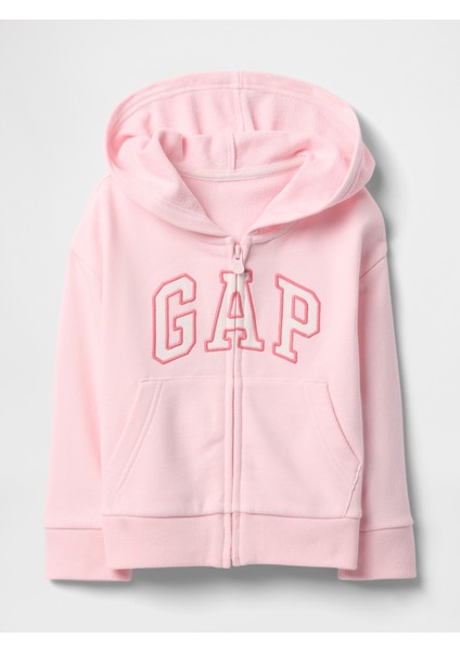 Kız Bebek Pembe Gap Logo Fermuarlı Kapüşonlu Sweatshirt