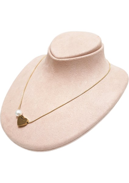 Çelik Kolye Beauty Yazılı Kalp Incili Model 0.1 mm Yuvarlak Zincir 40 cm Altın Sarısı (Gold) Renkli modelleri