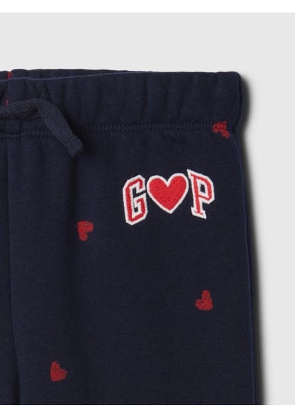 Kız Bebek Lacivert Gap Logo Kalp Desenli Pull-On Jogger Fleece Eşofman Altı