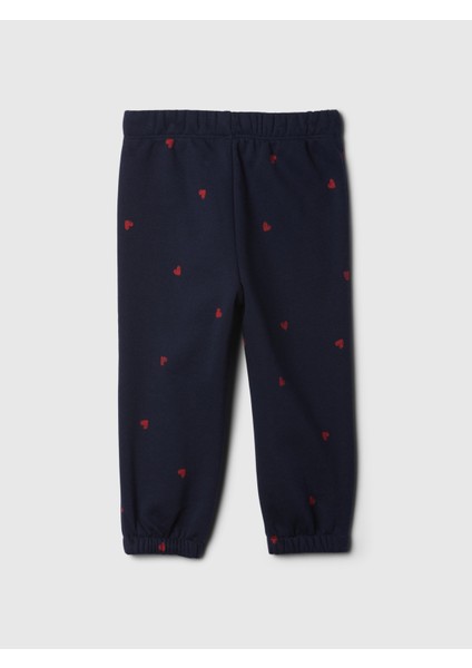 Kız Bebek Lacivert Gap Logo Kalp Desenli Pull-On Jogger Fleece Eşofman Altı