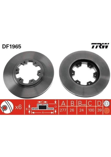 Ön Fren Aynası Nıssan Pathfınder Iı R50 95 04 Pıck Up D21 88 96 Terrano Iı R20 96 277X26 6delikxhavalı