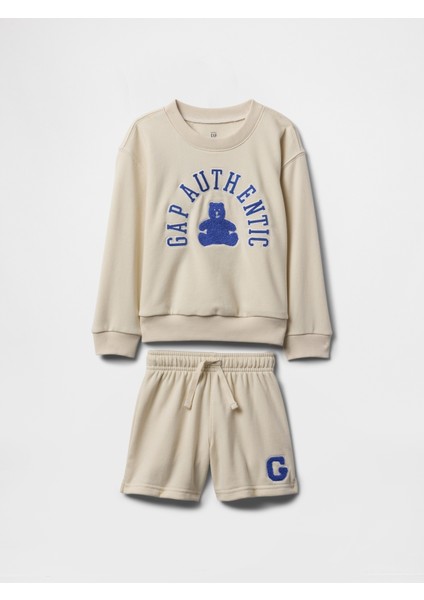 Erkek Bebek Bej Gap Logo Vintage Soft Sweat Outfit Set