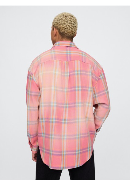 Erkek Pembe Sunwashed Twill Oversize Gömlek fırsatları