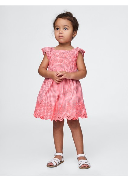 Kız Bebek Pembe Broderie Detaylı Elbise