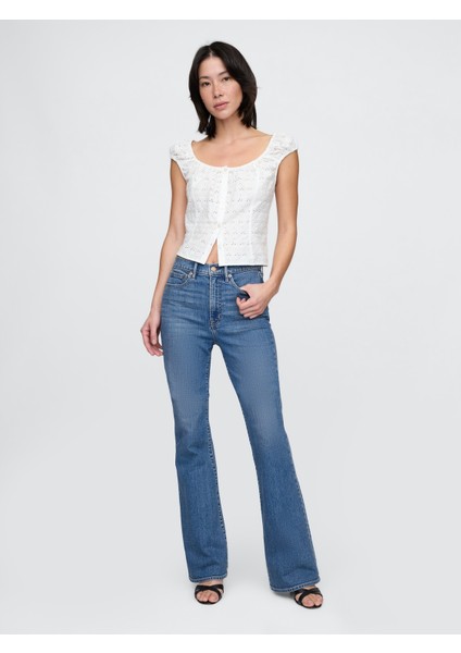 Kadın Mavi High Rise '70S Flare Jean Pantolon