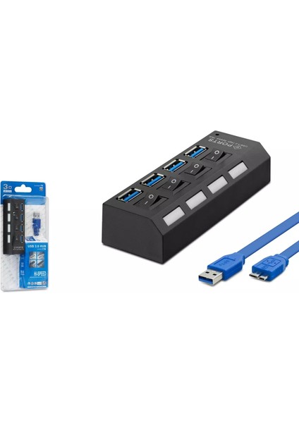 Bilgisayar Keyfi Için 4 Çıkışlı 50CM USB 3.0 Kablolu Çoklayıcı Hub