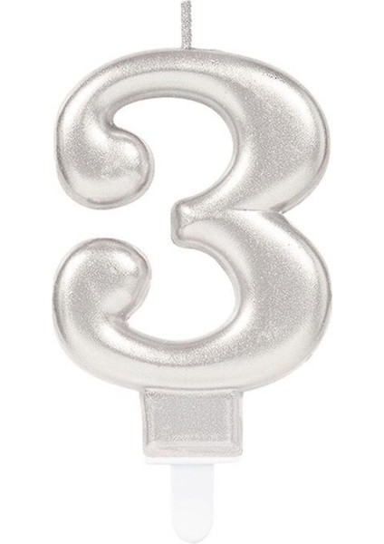 Büro Ev Dekoru Için 3 Rakam Silver Mum