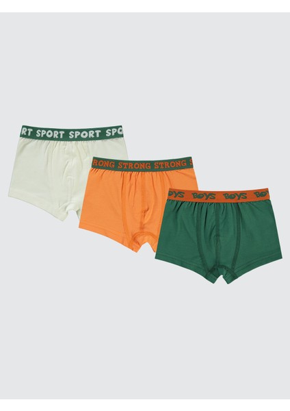 Erkek Çocuk 3'lü Boxer Set 2-10 Yaş Yeşil