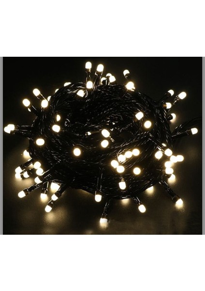 Bahçe Keyfi İçin Fişli 5mt Siyah Kablolu 8mod Gün Işıklı 100LED Boncuk Şerit Lamba