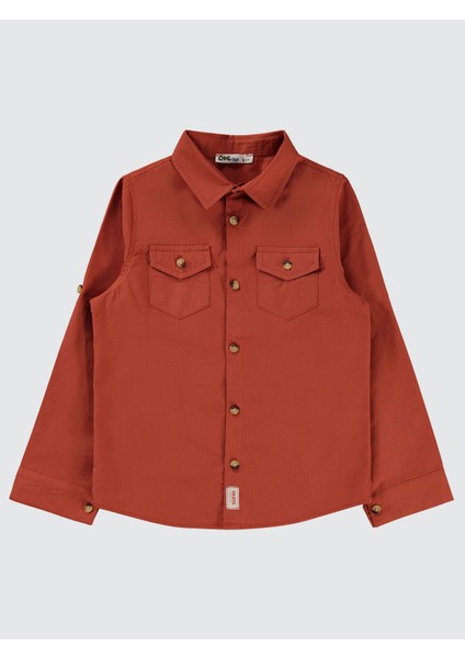 Erkek Çocuk Tişörtlü Gömlek 6-9 Yaş Koyu Bakır fiyatları