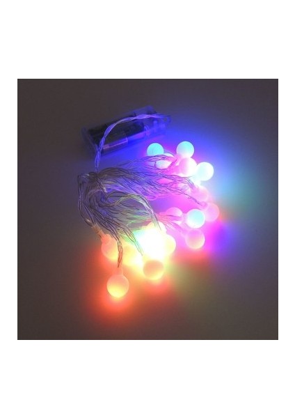 Bahçe Keyfi İçin Pilli 3mt 2mod Rgb Işıklı 20LED Beyaz Top Şerit Aydınlatma