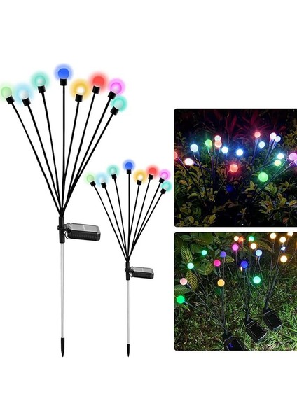 Bahçe Keyfi İçin Solar Şarjlı Rgb Işıklı 8led Çit Aydınlatma Lambası