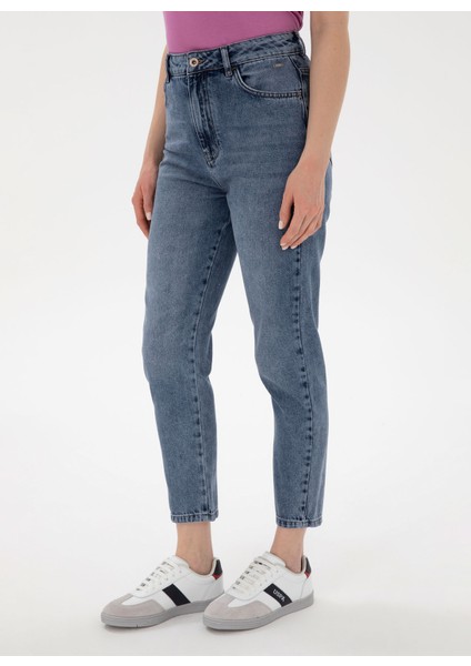 Yüksek Bel Normal Paça Mom Fit Indigo Kadın Denim Pantolon Felıpa fiyatları