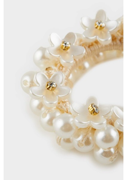 Kadın Çiçek Desenli İncili Lastik Toka E6773AXNS fiyatları