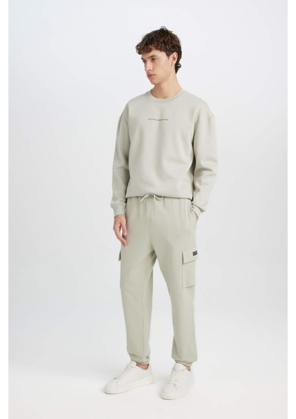 Regular Fit Jogger Eşofman Altı Basic Düz Kargo Cepli Lastikli Paça D5252AX25SP